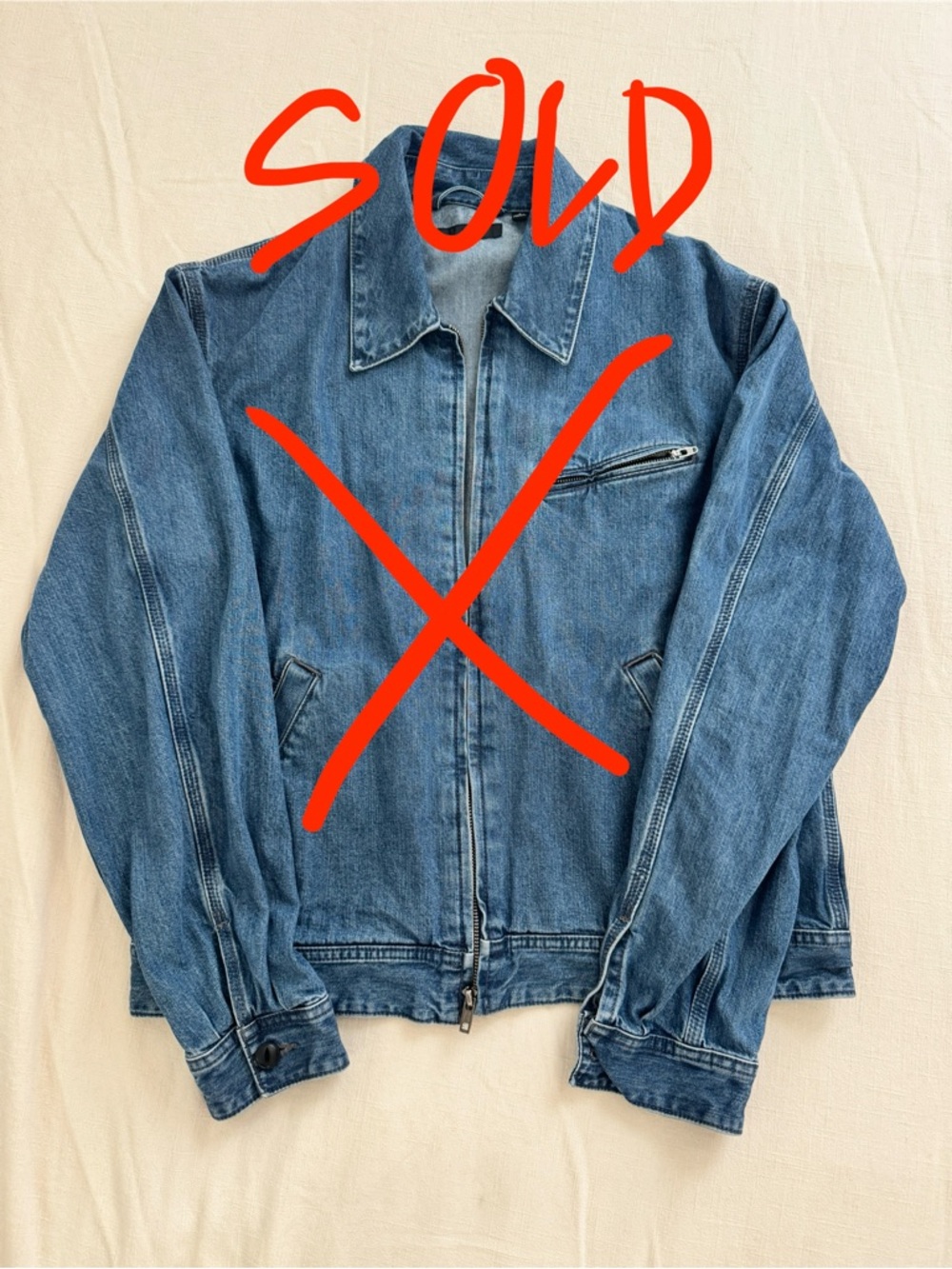 Uniqlo Zip-Up Blouson Jacket - Blue Denim, Size Medium